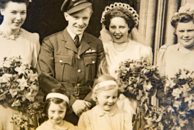 Joan and Jack Bowskill on their wedding day in 1944