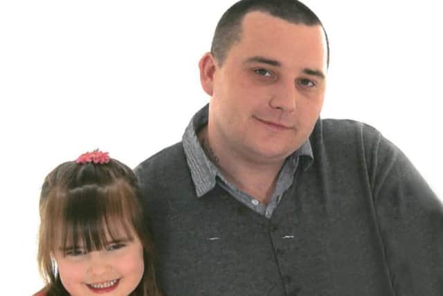 Pictured is James Watson, 28, and daughter Ruby Watson, six, who died after they were passengers in a car which crashed on Kilbourne Road, at Belper, on April 30, 2017.