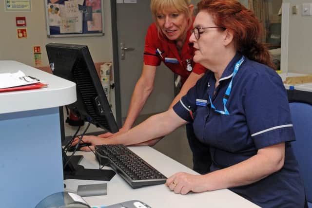 Prof Dame Hilary Chapman with senior sister Ruth Ostrovskis-Wilkes at the Northern General Hospital, Sheffield. Picture: Andrew Roe