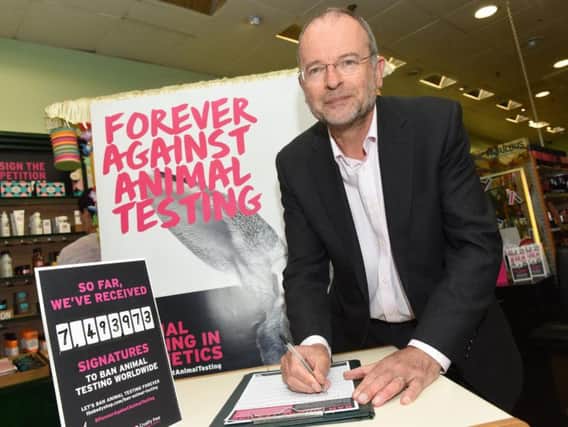 Paul Blomfield, Labour MP for Sheffield Central, signs the Forever Against Animal Testing petition. Picture: Andrew Roe