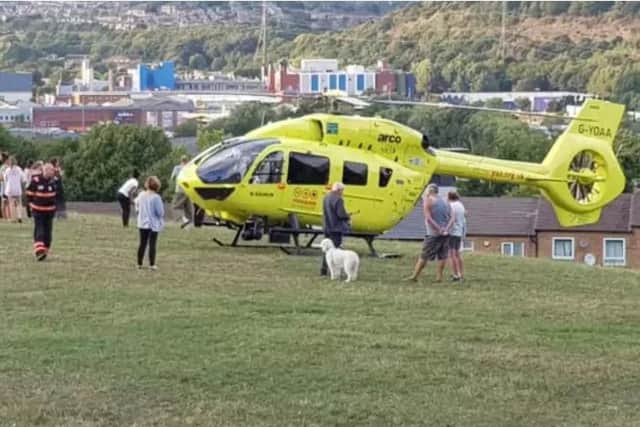 An air ambulance landed in Walkley Park last night after a man was stabbed
(Pic: Joe Postello Wentworth)