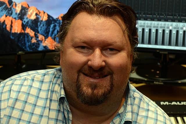 Award-winning music producer Eliot Kennedy in his Sheffield studio