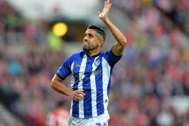 Marco Matias celebrates his goal at the Stadium of Light.