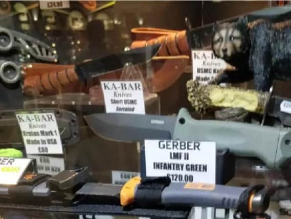 Some of the knives on sale.