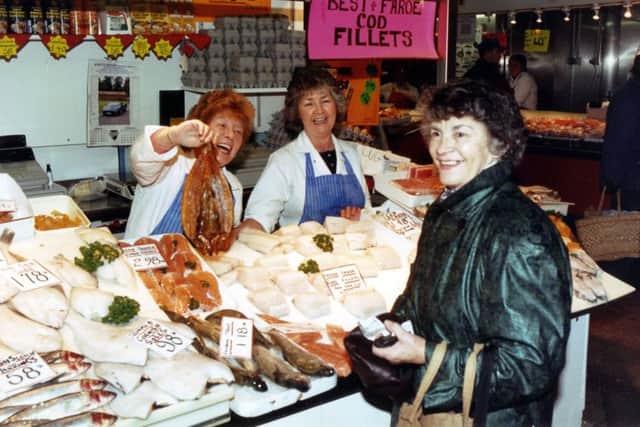 Staff and shoppers in Sheffield's Castle Market
9th February 1996