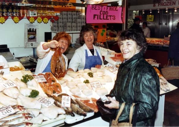 Staff and shoppers in Sheffield's Castle Market
9th February 1996