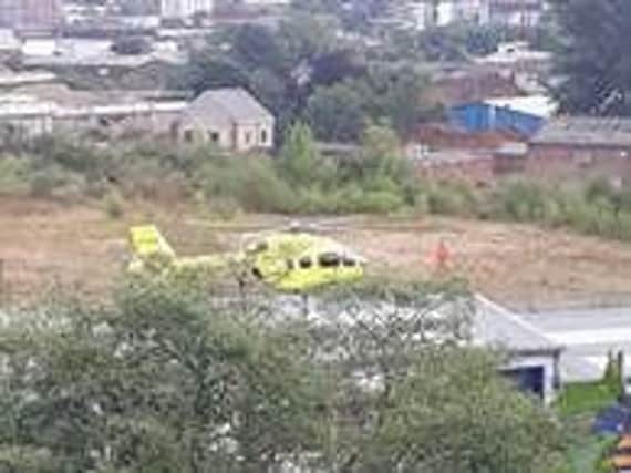 An air ambulance lands near the scene of a crash on Parkwood Road in Neepsend, Sheffield (pic: Ellis Burton)