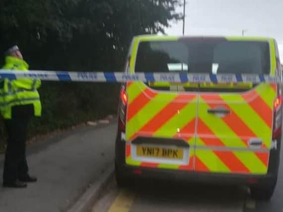 Police at the scene of the stabbing on Gleadless Road, in Gleadless Valley (pic: @SheffieldEyes)