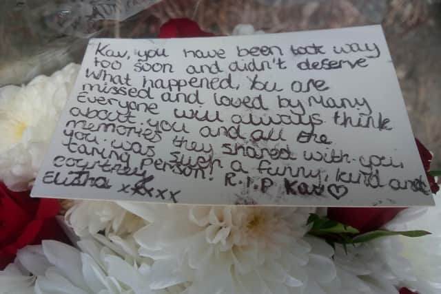 One of the messages left with the flowers