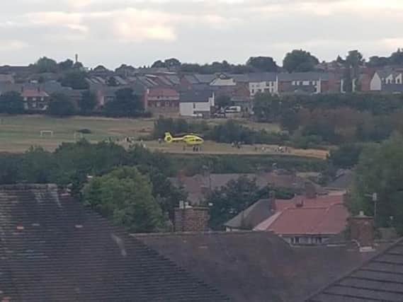 The air ambulance in Parson Cross Park.