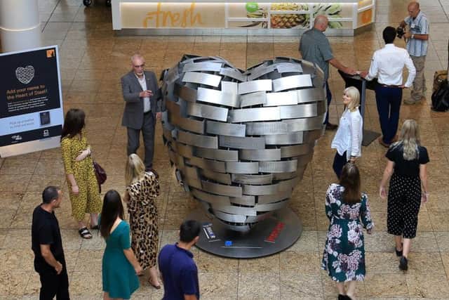 The Heart of Steel sculpture at Meadowhall is 2.4 metres tall and weighs over a tonne