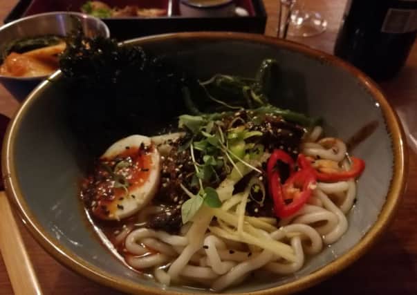 Noodle soup with braised ox cheek at the Tramshed Kitchen, Meersbrook