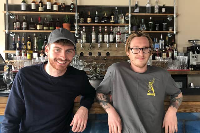 Charlie and Deck at the new bar, which opens tonight