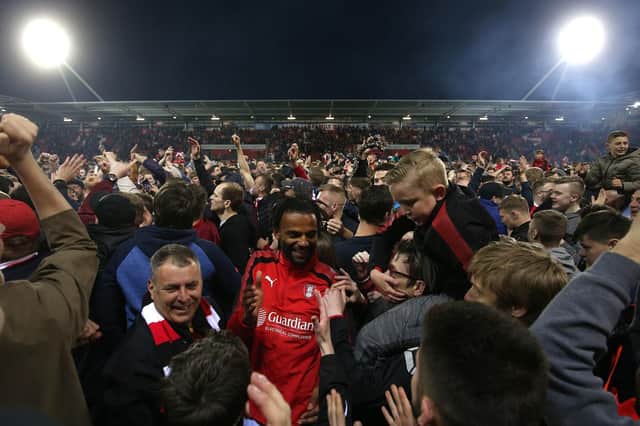 Michael Ihiekwe, pictured after Millers' play-off semi-final win over Scunthorpe, has joined Accrington on loan