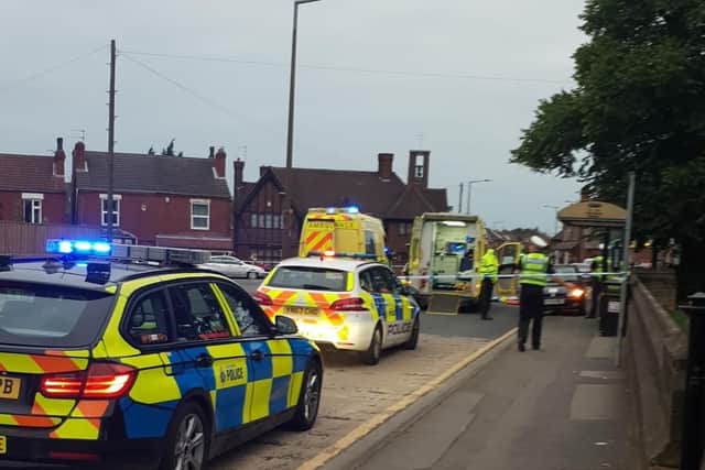 Emergency services at the scene of a police incident on High Street in Doncaster.