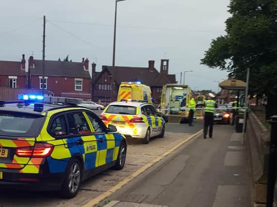 Emergency services at the scene of a police incident on High Street in Doncaster.