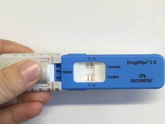An image of the drug wipe sample the woman gave.