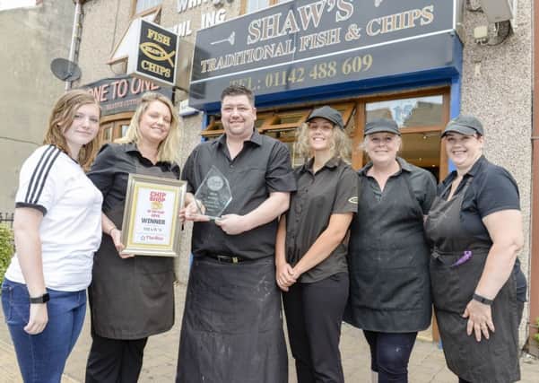 The Shaw family celebrate winning Chip shop of the year by Star readers
Isabelle, Natalie, Richard, Lucy and Diane Shaw with Karen Smith