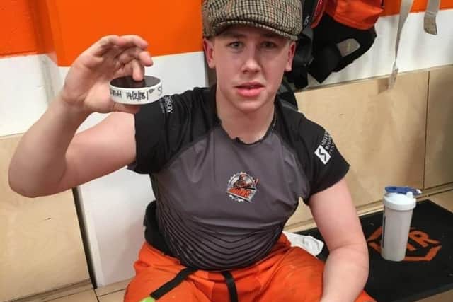 Kieran Brown scored for Steelers 2017-18 season - and got the puck as a momento