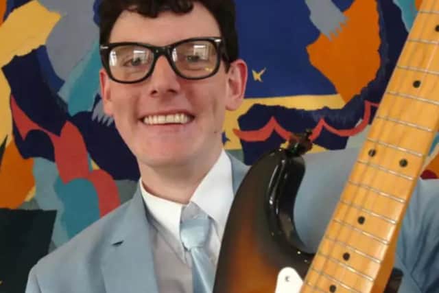 Rave on! Andrew Morley as Buddy Holly