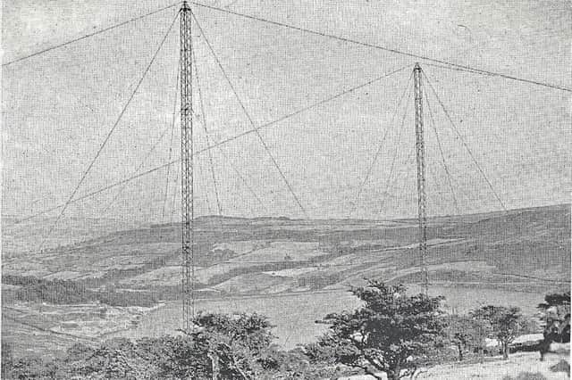 Wartime anti-aircraft masts erected over the Strines reservoir