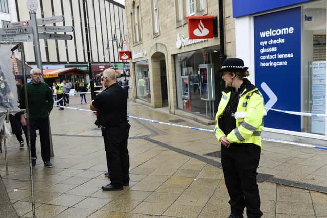 Police cordon off sections of Barnsley town centre after a stabbing.
