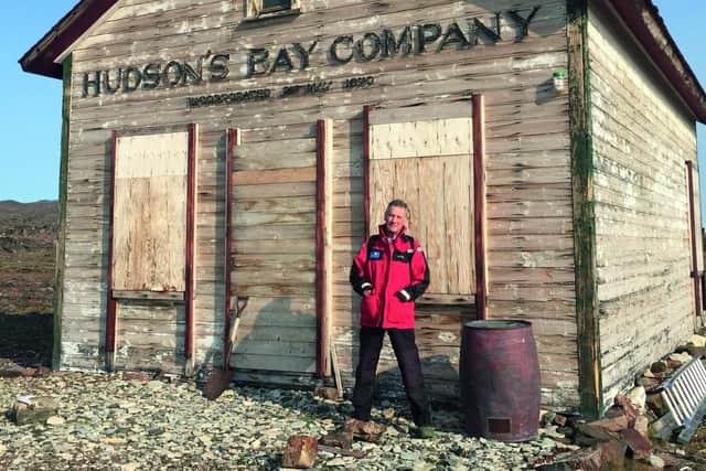 Michael Palin at the Hudsons Bay hut on his trip to the Arctic. Picture: Rick Keilhauer