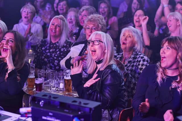 Fans inside Shiregreen Club during filming for ITV show The Real Full Monty (pic: ITV)