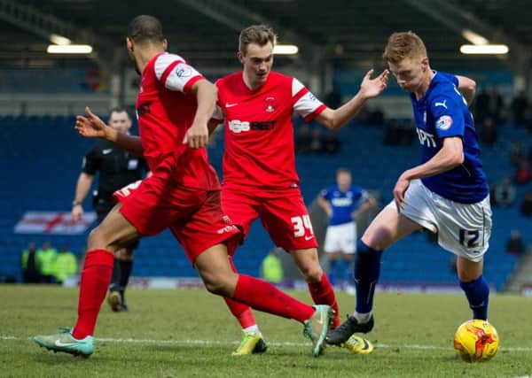 Chesterfield vs Leyton Orient - Sam Clucas brings the ball into the Leyton Orient box - Pic By James Williamson