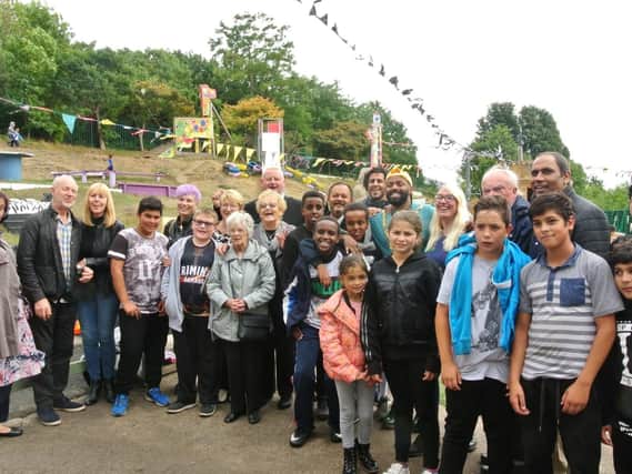 Dozens of young people turned out for the unveiling of the Barbara Morris Art Space at Pitsmoor Adventure Playground