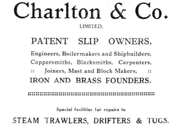 An advert for the Grimsby diving company, Charlton and Co