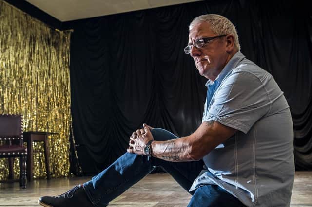 Terry Wake, president of Shiregreen Club, on the stage where The Full Monty was filmed