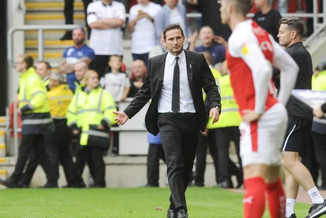 Derby manager Frank Lampard is sent off at the New York Stadium