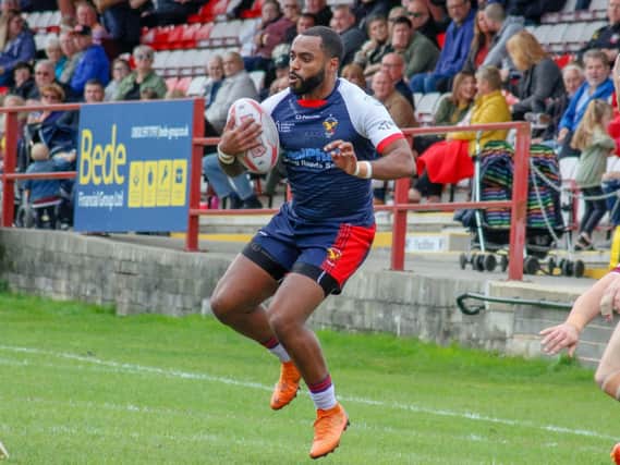 Ilies Macani scored Sheffield Eagles' only try of the game against Batley. Picture: Alex Coleman