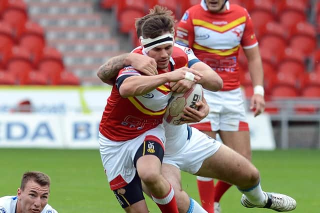 James Davey in action for Sheffield Eagles against Batley Bulldogs in 2015
