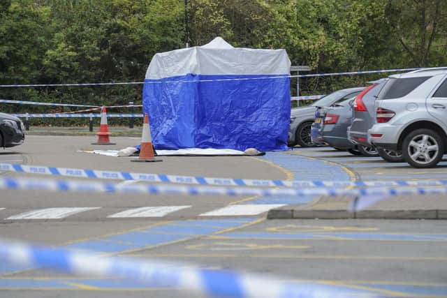 A forensics test in place at the scene of the fatal assault at Valley Centertainment in Sheffield