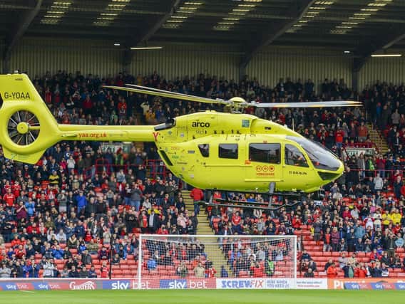 The Yorkshire Air Ambulance took Barnsley club volunteer Stephen Croft to hospital after he took ill before the scheduled clash with Burton Albion