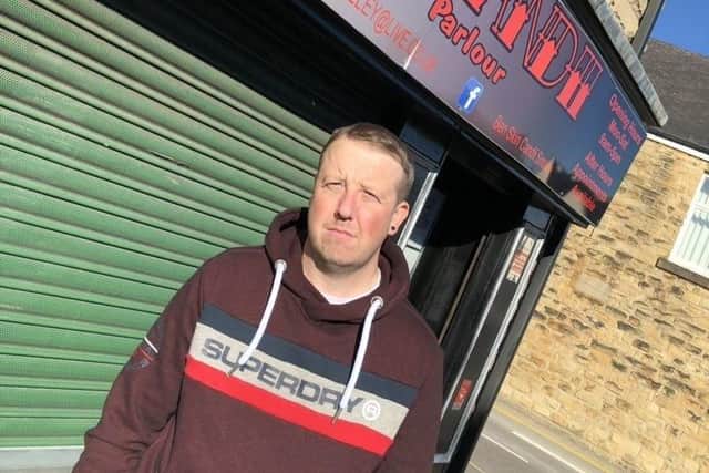 Roy Palmer outside the Skin Candii tattoo parlour in Woodhouse, where he works as an apprentice