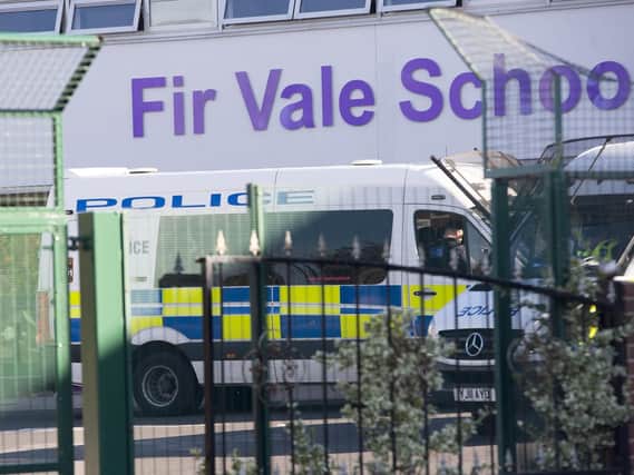 Police at Fir Vale School in Sheffield. Picture: Dean Atkins