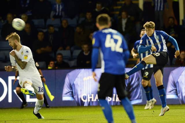 Adam Reach's stunning goal for Sheffield Wednesday against Leeds United put the Owls in front on Friday......Pic Steve Ellis