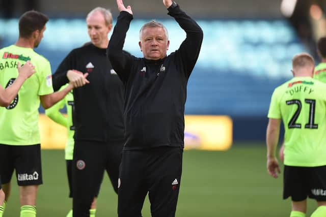Chris Wilder celebrates his team's win over Millwall. Image: Robin Parker / Sportimage
