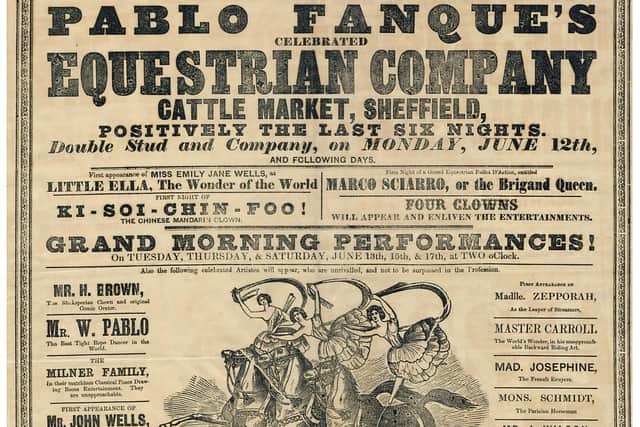 One of the rediscovered Sheffield Pablo Fanque circus playbills. Picture courtesy of Sheffield Archives and Local Studies Library