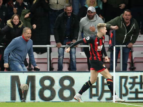 Bournemouth's David Brooks celebrates scoring his first Premier League goal (PA)