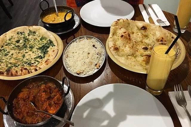 Main meals at Seven Spices Balti restaurant, Sheffield. Photo by Molly Williams.