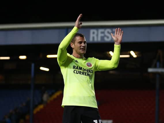 Paul Coutts of Sheffield Utd applauds the fans during the Sky Bet Championship match at Ewood Park Pic: Simon Bellis/Sportimage