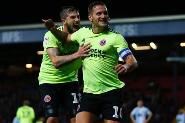 Billy Sharp celebrates his second goal