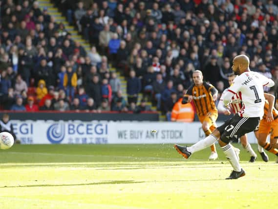 David McGoldrick scores from the penalty spot for Sheffield United