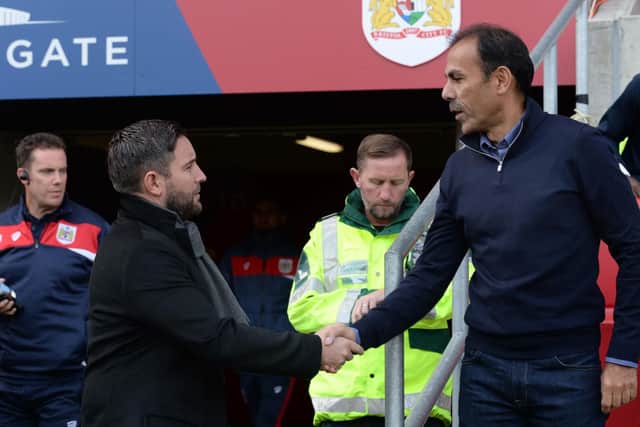 Sheffield Wednesday boss Jos Luhukay with Bristol City boss Lee Johnson