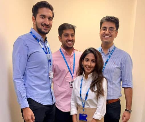 From left, Adil Nayeem, Tejus Patel, Minal Jain and Akshay Kumar.