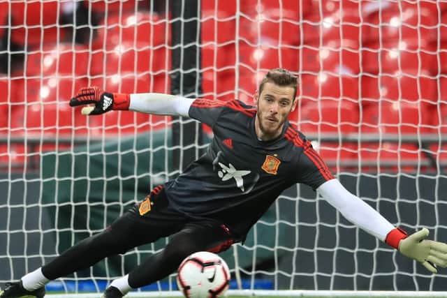 Spain's David De Gea during the training session at Wembley Stadium, London.